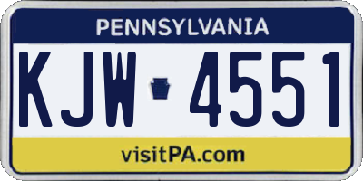 PA license plate KJW4551
