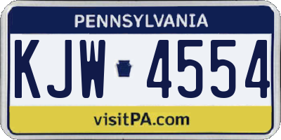 PA license plate KJW4554
