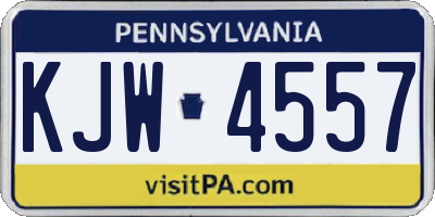 PA license plate KJW4557
