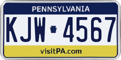 PA license plate KJW4567
