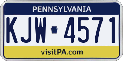 PA license plate KJW4571