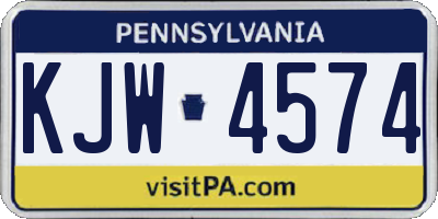 PA license plate KJW4574