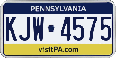 PA license plate KJW4575