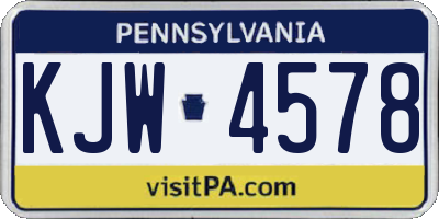 PA license plate KJW4578