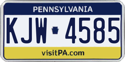 PA license plate KJW4585