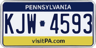 PA license plate KJW4593