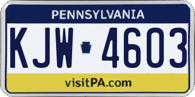 PA license plate KJW4603