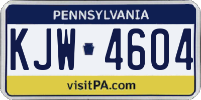 PA license plate KJW4604