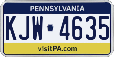 PA license plate KJW4635