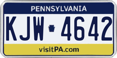 PA license plate KJW4642