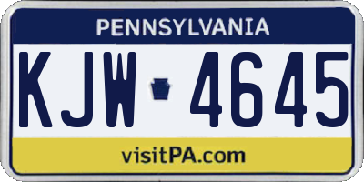 PA license plate KJW4645