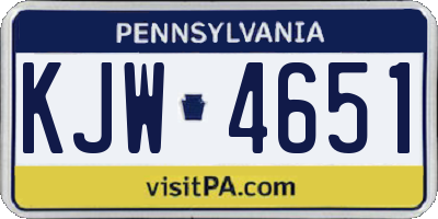 PA license plate KJW4651