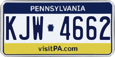 PA license plate KJW4662