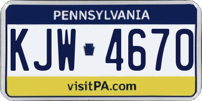 PA license plate KJW4670