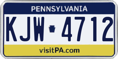PA license plate KJW4712