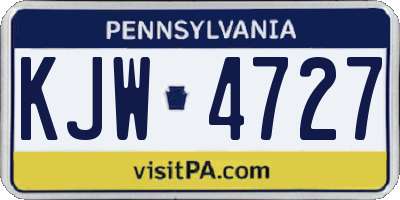 PA license plate KJW4727