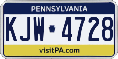 PA license plate KJW4728