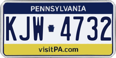 PA license plate KJW4732