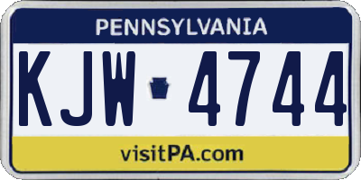 PA license plate KJW4744