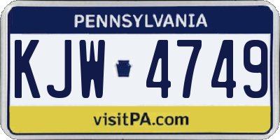 PA license plate KJW4749