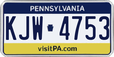 PA license plate KJW4753