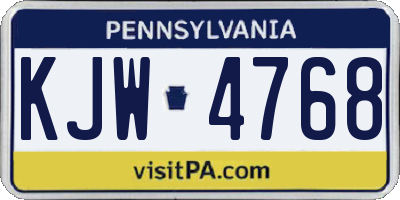 PA license plate KJW4768