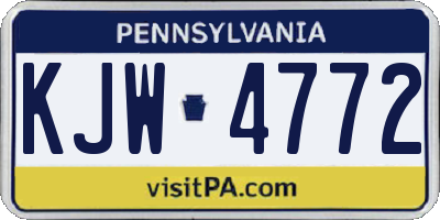 PA license plate KJW4772