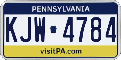 PA license plate KJW4784