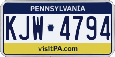 PA license plate KJW4794