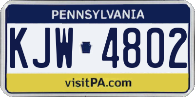 PA license plate KJW4802