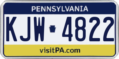 PA license plate KJW4822