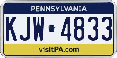 PA license plate KJW4833