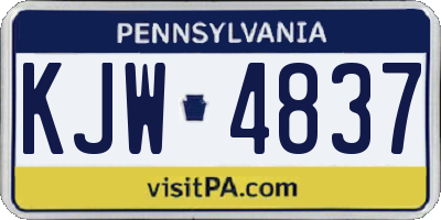 PA license plate KJW4837