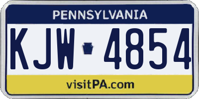PA license plate KJW4854