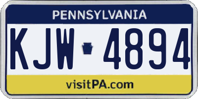 PA license plate KJW4894