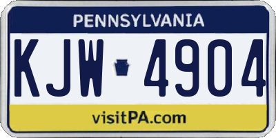 PA license plate KJW4904