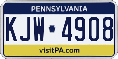 PA license plate KJW4908