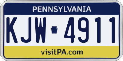 PA license plate KJW4911