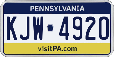 PA license plate KJW4920