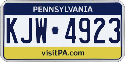 PA license plate KJW4923