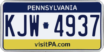 PA license plate KJW4937