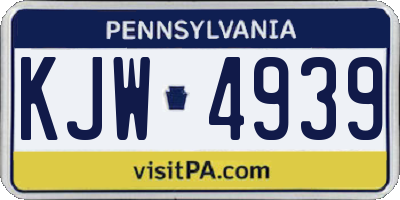 PA license plate KJW4939