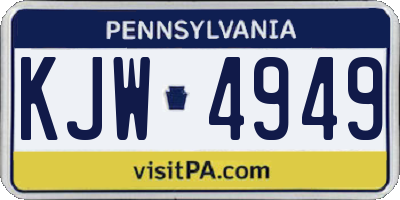 PA license plate KJW4949