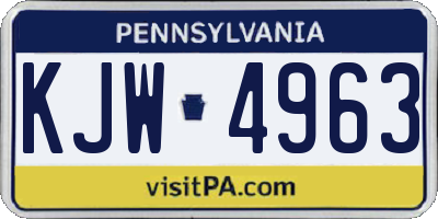 PA license plate KJW4963