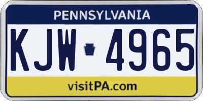 PA license plate KJW4965