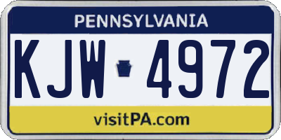 PA license plate KJW4972