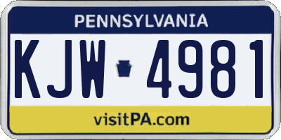PA license plate KJW4981