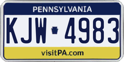 PA license plate KJW4983