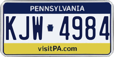 PA license plate KJW4984