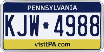PA license plate KJW4988